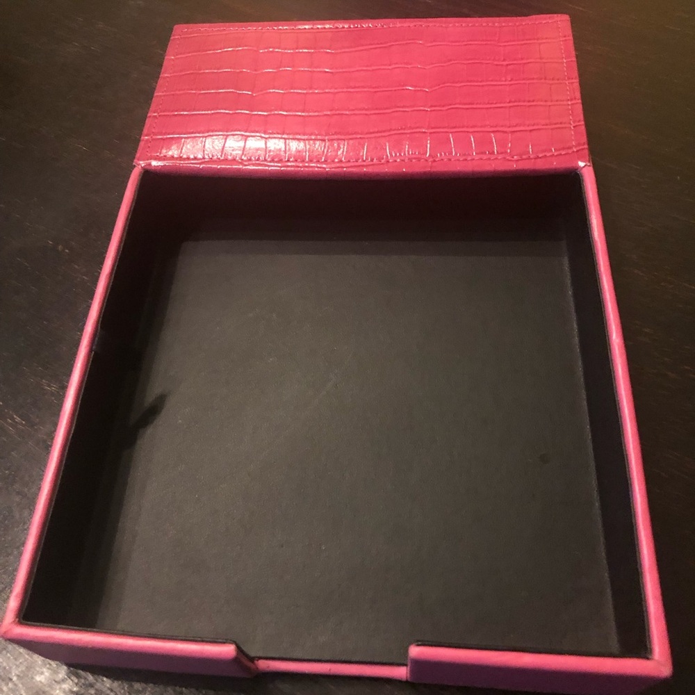 Pink Faux Crocodile Desk Paper Tray Office